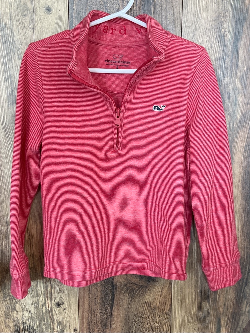 Vineyard Vines Red Striped Quarter-Zip Pullover Boys 5    292B